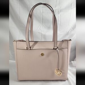 Michael Kors Pebbled Leather Tote Bag in Blush Pink.